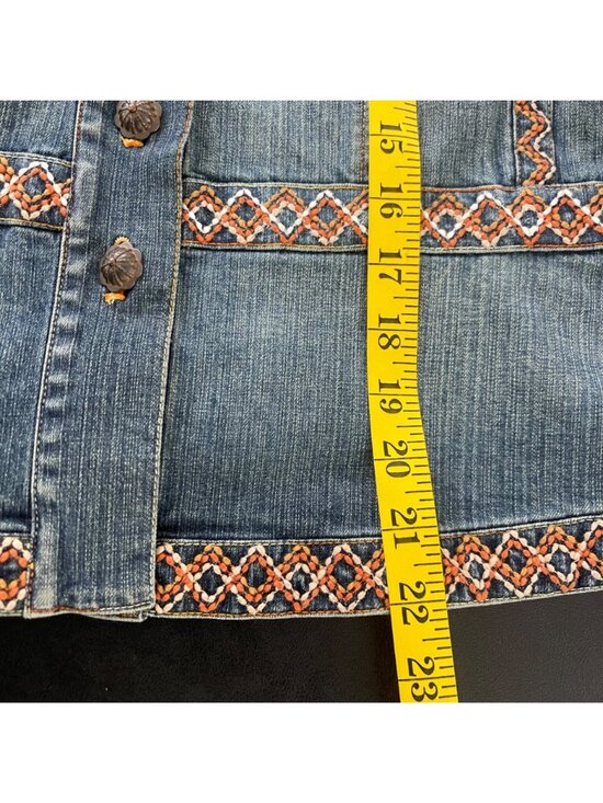 Coldwater Creek Women Western Boho Denim Jacket Size PS Southwestern Embroidered - Picture 13 of 13